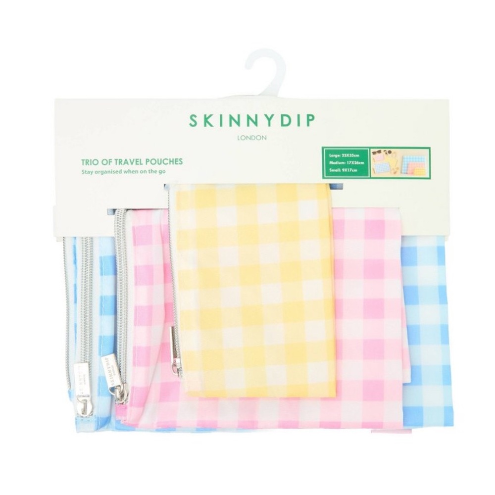 Skinnydip Multiple Use Pouches
Lightweight Toiletry Bag Set - Gingham